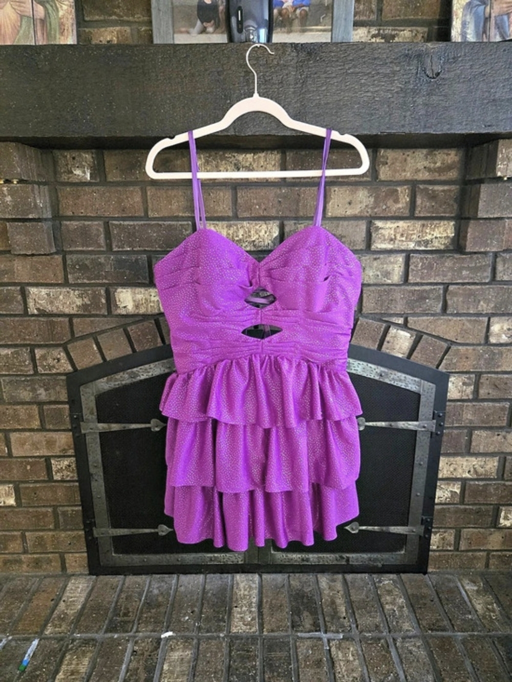 Purple Tiered Mini Dress NWT